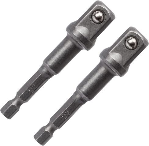 PAGOW 2 Pack 1/2" محول تأثير مربع، مجموعة لقم مفك تأثير التمديد، محول لقم المقبس، 1/4" ساق سداسية لمحول محرك الأقراص للسيارات DIY in Kuwait
