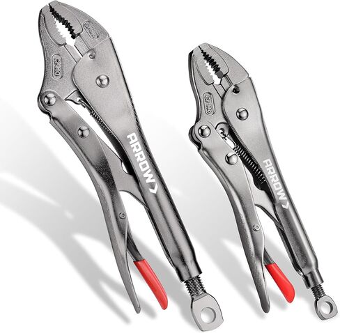 Arrow 5" Curved Jaw Locking Pliers with Screw Extractor, CR-MO Steel, One-Hand Release Locking Pliers, Adjustable Screw, Ergonomic Anti-Slip Handle for Twisting, Welding and Pin Removal in Kuwait