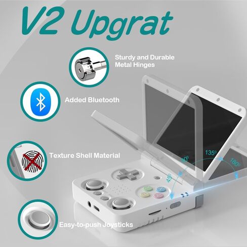 Miyoo Flip V2 Retro Handheld Gaming Console with Quiet Hinge, 3.5" 640*480 IPS Screen Dual System with 30+ Emulator Portable Video Game Hand Held Console with HDMI WiFi OTG Bluetooth, White in Saudi Arabia