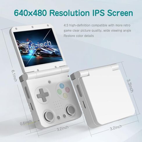 Miyoo Flip V2 Retro Handheld Gaming Console with Quiet Hinge, 3.5" 640*480 IPS Screen Dual System with 30+ Emulator Portable Video Game Hand Held Console with HDMI WiFi OTG Bluetooth, White in Saudi Arabia