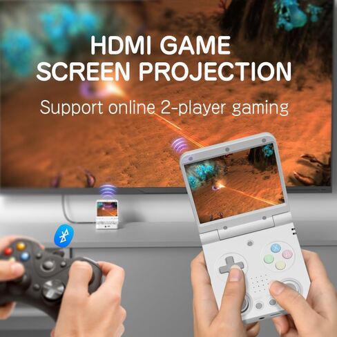 Miyoo Flip V2 Retro Handheld Gaming Console with Quiet Hinge, 3.5" 640*480 IPS Screen Dual System with 30+ Emulator Portable Video Game Hand Held Console with HDMI WiFi OTG Bluetooth, White in Saudi Arabia