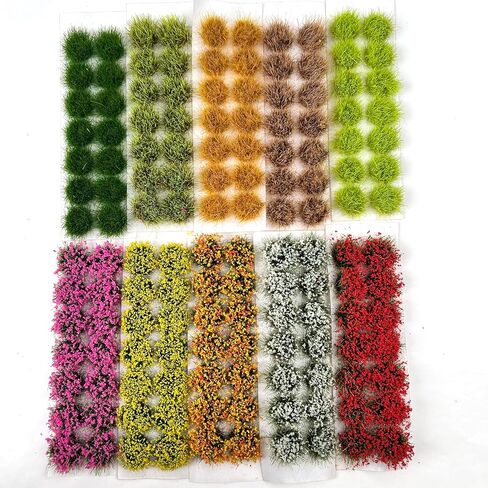 140-Piece Mixed Grass & Flower Tufts Miniature Scenery Set, for Diorama Railway Train Car Model Landscape Decoration, Ages 14+ in Saudi Arabia