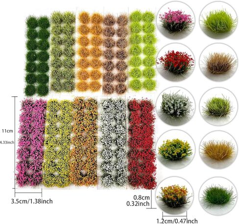 140-Piece Mixed Grass & Flower Tufts Miniature Scenery Set, for Diorama Railway Train Car Model Landscape Decoration, Ages 14+ in Saudi Arabia