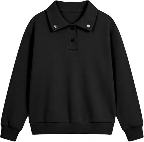 Girls Sweatshirt Turtleneck Long Sleeve Pullover Top Half Button Up Shirt Kids Lightweight Spring Outfits 5-14Years in Saudi Arabia