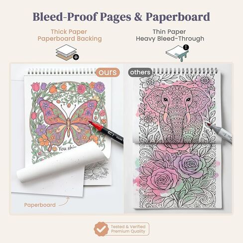 LOTWOW Adult Coloring Book Set of 2, 60 Nature & Healing Words Patterns, 24 Colors Non-Toxic Dual-Tip Brush Markers, Stress Relief Arts and Crafts, Perfect Get Well & Birthday Gifts for Women in Saudi Arabia
