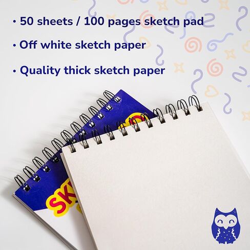 Learning Owl Sketch Pads for Kids, 6x9 inch, 100 Pages, 4 Pack Children Drawing Pads, Spiral Bound Sketch Books, Blank Art Pads for Drawing and Coloring, Doodle Paper Pads in Saudi Arabia
