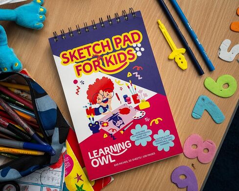 Learning Owl Sketch Pads for Kids, 6x9 inch, 100 Pages, 4 Pack Children Drawing Pads, Spiral Bound Sketch Books, Blank Art Pads for Drawing and Coloring, Doodle Paper Pads in Saudi Arabia