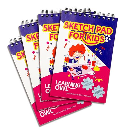 Learning Owl Sketch Pads for Kids, 6x9 inch, 100 Pages, 4 Pack Children Drawing Pads, Spiral Bound Sketch Books, Blank Art Pads for Drawing and Coloring, Doodle Paper Pads in Saudi Arabia