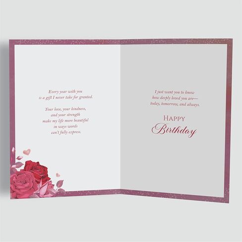 Birthday Card for Wife – Romantic Floral A5 Greeting Card with Printed Verse – Premium UK Made Design in Saudi Arabia