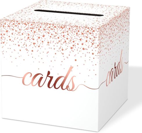 Rose Gold Cards Box for Birthday, Wedding, Bridal or Baby Shower, Graduation, Anniversaries, Engagement Party Decorations Supplies Money and Cards Receiving Box in Kuwait