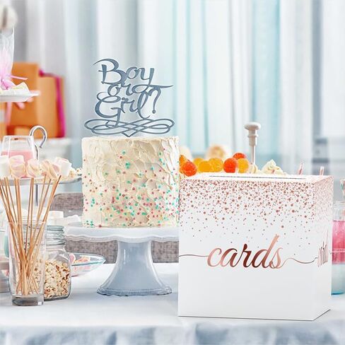 Rose Gold Cards Box for Birthday, Wedding, Bridal or Baby Shower, Graduation, Anniversaries, Engagement Party Decorations Supplies Money and Cards Receiving Box in Kuwait