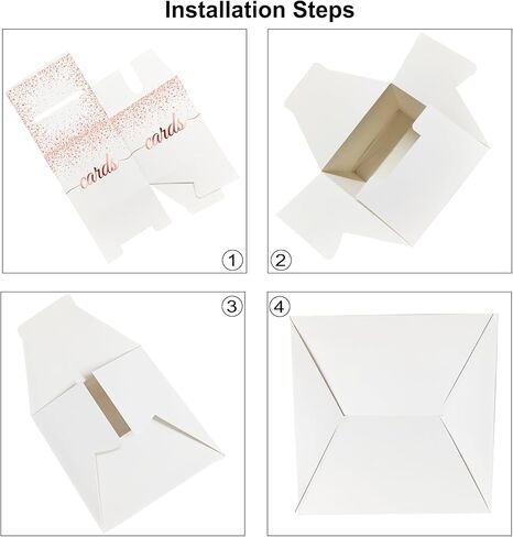 Rose Gold Cards Box for Birthday, Wedding, Bridal or Baby Shower, Graduation, Anniversaries, Engagement Party Decorations Supplies Money and Cards Receiving Box in Kuwait