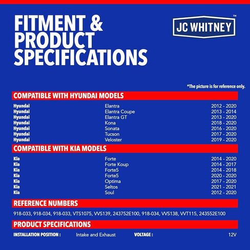JC Whitney JFBAJCWTCV00069 Set of 2 Intake & Exhaust Engine Variable Valve Timing Solenoids (VVT) - Compatible with Hyundai Elantra 12-20, Tucson 17-20, Kia Forte 14-20, Soul 12-20 - 1.8L 2.0L in Saudi Arabia