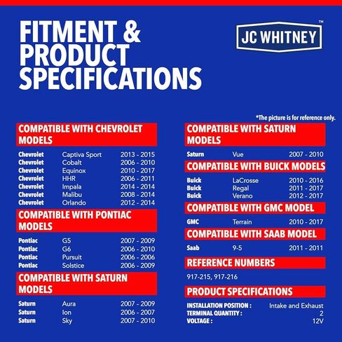 JC Whitney JFBAJCWTCV00238 Set of 2 Intake & Exhaust Engine Variable Valve Timing Solenoids (VVT) - Compatible with Chevrolet Equinox, Malibu, Impala, Cobalt, HHR, GMC Terrain - 2.0L 2.2L 2.4L in Saudi Arabia
