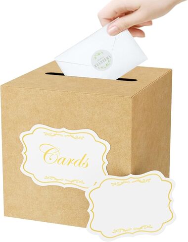 Rose Gold Cards Box for Birthday, Wedding, Bridal or Baby Shower, Graduation, Anniversaries, Engagement Party Decorations Supplies Money and Cards Receiving Box in Kuwait