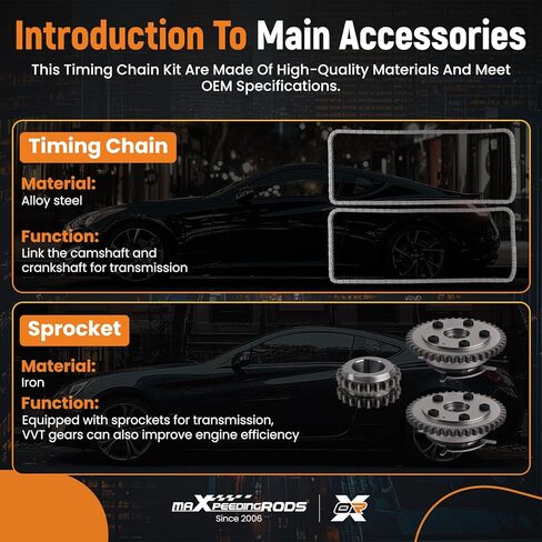 مجموعة سلسلة توقيت المحرك maxpeedingrods ومضخة مياه، مضخة زيت، كام فيزر، صمامات VVT لسيارة Ford Expedition F150 F250 F350 Super Duty لسيارة Lincoln Navigator 2005-2010 5.4L V8 محرك 3 صمامات 3R2Z-6A257-DA in Kuwait
