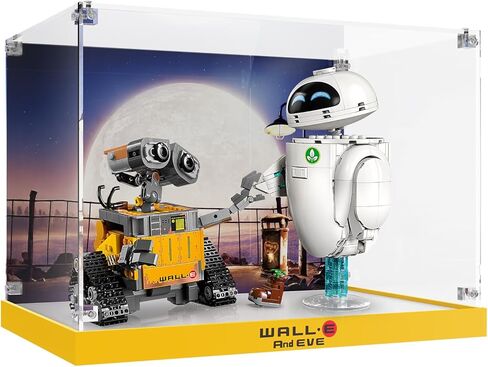 Acrylic Display Case for Lego 43279 Wall-E & EVE Building Set, High-Transparency Acrylic Box with UV Printed Background, Dustproof Storage Box for Collectibles, Ideal Gifts（Model Not Included in Saudi Arabia