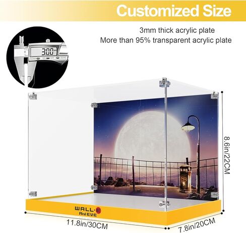 Acrylic Display Case for Lego 43279 Wall-E & EVE Building Set, High-Transparency Acrylic Box with UV Printed Background, Dustproof Storage Box for Collectibles, Ideal Gifts（Model Not Included in Saudi Arabia