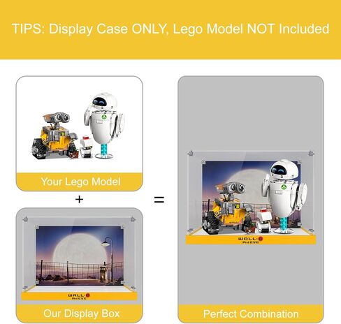 Acrylic Display Case for Lego 43279 Wall-E & EVE Building Set, High-Transparency Acrylic Box with UV Printed Background, Dustproof Storage Box for Collectibles, Ideal Gifts（Model Not Included in Saudi Arabia