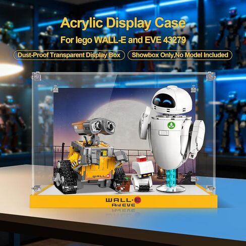 Acrylic Display Case for Lego 43279 Wall-E & EVE Building Set, High-Transparency Acrylic Box with UV Printed Background, Dustproof Storage Box for Collectibles, Ideal Gifts（Model Not Included in Saudi Arabia