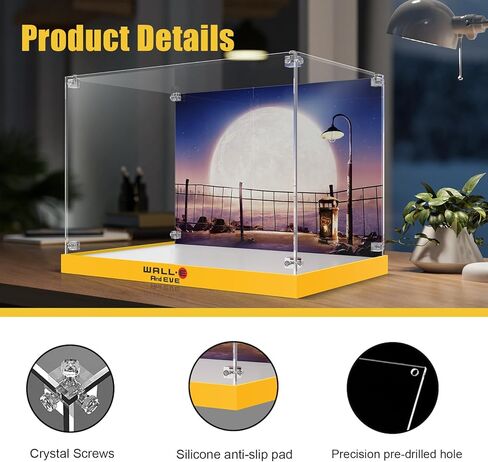 Acrylic Display Case for Lego 43279 Wall-E & EVE Building Set, High-Transparency Acrylic Box with UV Printed Background, Dustproof Storage Box for Collectibles, Ideal Gifts（Model Not Included in Saudi Arabia