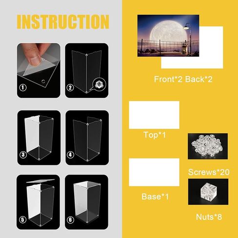 Acrylic Display Case for Lego 43279 Wall-E & EVE Building Set, High-Transparency Acrylic Box with UV Printed Background, Dustproof Storage Box for Collectibles, Ideal Gifts（Model Not Included in Saudi Arabia