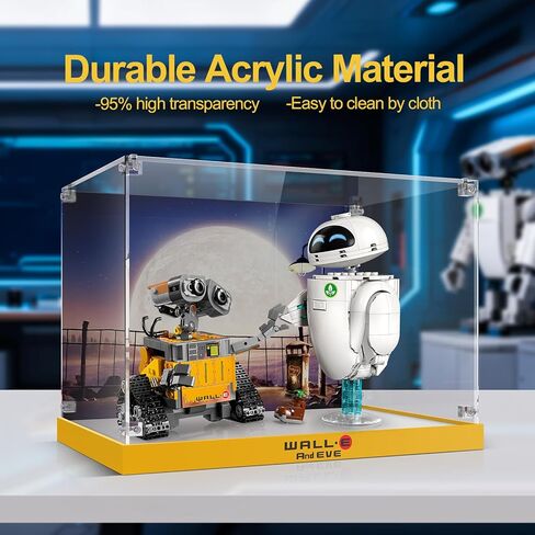 Acrylic Display Case for Lego 43279 Wall-E & EVE Building Set, High-Transparency Acrylic Box with UV Printed Background, Dustproof Storage Box for Collectibles, Ideal Gifts（Model Not Included in Saudi Arabia