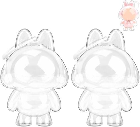 WALLFID 2-Pack Acrylic Protective Cases with Silicone Straps – Durable Hard Shell Display Covers for Keychain Dolls and Collectible Figures, Ideal for Travel, Storage or Display (Doll Not Included) in Kuwait