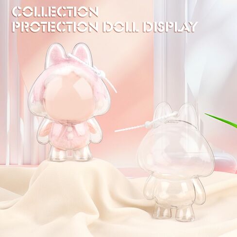 WALLFID 2-Pack Acrylic Protective Cases with Silicone Straps – Durable Hard Shell Display Covers for Keychain Dolls and Collectible Figures, Ideal for Travel, Storage or Display (Doll Not Included) in Kuwait