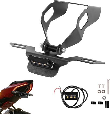 مزيل حاجز الدراجة النارية للنينجا ZX-10R ZX1000 2017-2026، دعامة لوحة الترخيص مع ضوء LED، حامل لوحة ترخيص مرتب بذيل الدراجة النارية in Kuwait