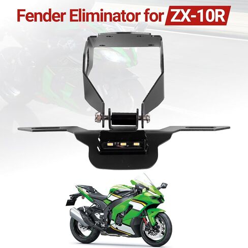 مزيل حاجز الدراجة النارية للنينجا ZX-10R ZX1000 2017-2026، دعامة لوحة الترخيص مع ضوء LED، حامل لوحة ترخيص مرتب بذيل الدراجة النارية in Kuwait