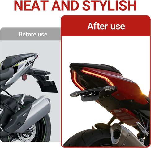 مزيل حاجز الدراجة النارية للنينجا ZX-10R ZX1000 2017-2026، دعامة لوحة الترخيص مع ضوء LED، حامل لوحة ترخيص مرتب بذيل الدراجة النارية in Kuwait