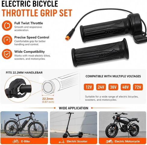 1 Set Full Twist Throttle,E Bike Mods,3 Pin Full Twist Throttle,Suitable for Full Twist Throttle Electric Bicycles,Scooters,Motorcycles and Power Sports Vehicles Full Twist Throttle 3 Pin in Saudi Arabia
