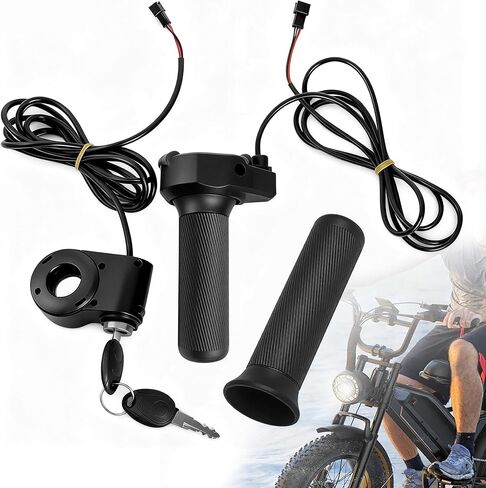 Full Twist Throttle for Ridstar Q20/Q20 Pro, 3-Pin Plug and Play Throttle Grip with Key Ignition Switch, Waterproof Right Handlebar Accelerator with 2 Keys for Electric Bike in Kuwait