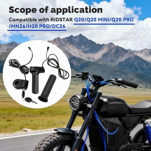Full Twist Throttle for Ridstar Q20/Q20 Pro, 3-Pin Plug and Play Throttle Grip with Key Ignition Switch, Waterproof Right Handlebar Accelerator with 2 Keys for Electric Bike in Kuwait