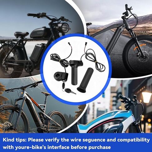 Full Twist Throttle for Ridstar Q20/Q20 Pro, 3-Pin Plug and Play Throttle Grip with Key Ignition Switch, Waterproof Right Handlebar Accelerator with 2 Keys for Electric Bike in Kuwait