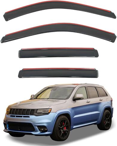 in Channel Window Visor Deflectors, Compatible with 2011-2021 Jeep Grand Cherokee & 2022 Grand Cherokee WK, Acrylic Smoke/Tinted Slim Style Window Rain Guards, 4 Pieces in Kuwait