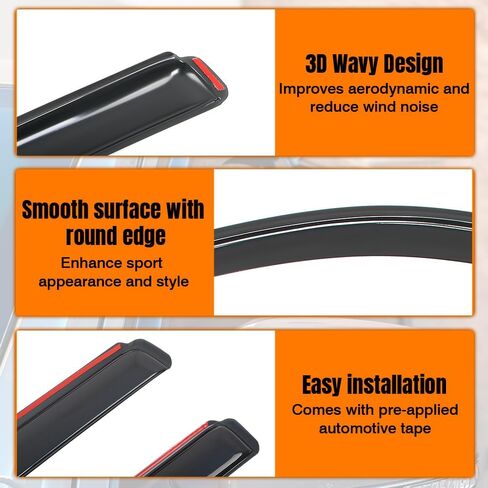in Channel Window Visor Deflectors, Compatible with 2011-2021 Jeep Grand Cherokee & 2022 Grand Cherokee WK, Acrylic Smoke/Tinted Slim Style Window Rain Guards, 4 Pieces in Kuwait
