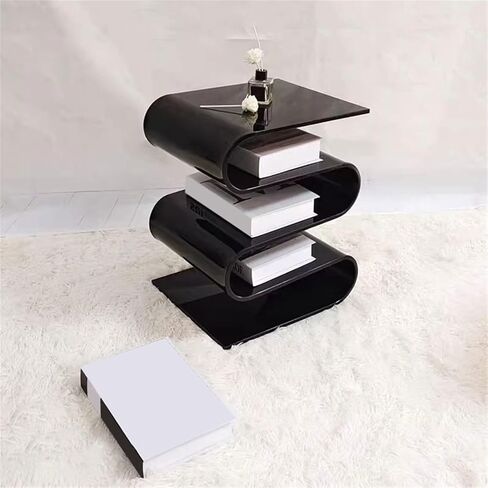 Bookshelf Modern Creativity S-Shaped Acrylic Bookshelf Multi Tiered Storage Side Table for Living Room Home Office in Saudi Arabia