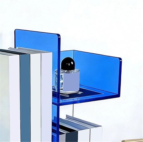 Bookshelf Desk Top Organizer Bookshelf, Home Office Blue Transparent Acrylic Storage Shelf for Living Room Home Office in Saudi Arabia