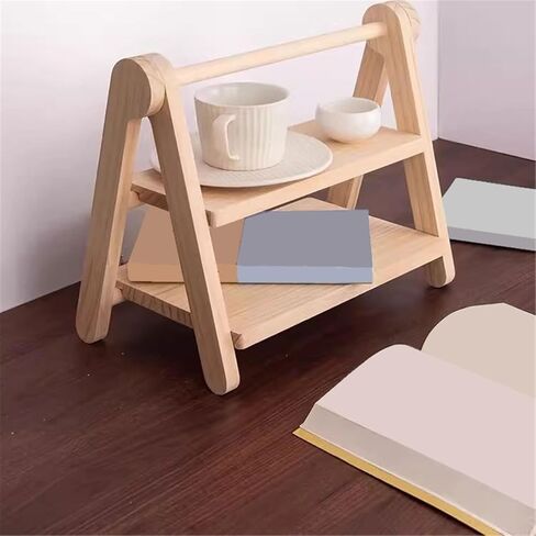 Bookshelf Tabletop Multifunctional Storage Rack Wooden Simple Double Layer Bookshelf for Living Room Home Office in Saudi Arabia
