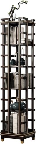 Bookshelf 360 Degree Rotating Bookshelf, Solid Wood Bookcase, Space Saving Floor Shelf for Living Room Home Office in Saudi Arabia