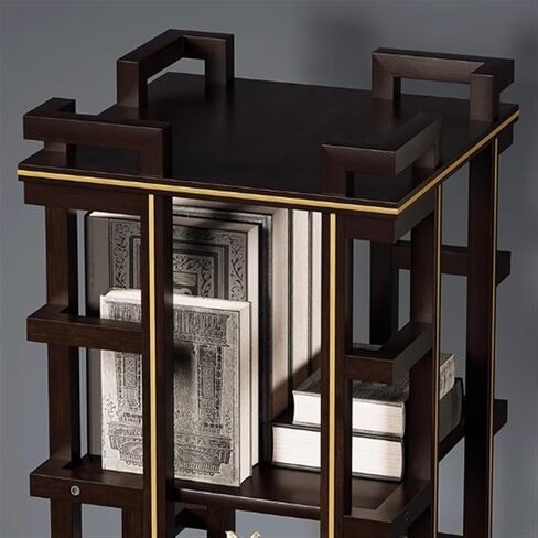 Bookshelf 360 Degree Rotating Bookshelf, Solid Wood Bookcase, Space Saving Floor Shelf for Living Room Home Office in Saudi Arabia