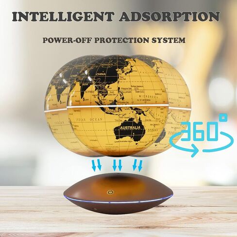 Floating Globe Lamp,6" World Geographic Globes Gold Magnetic Floating Levitating Globe Home Office Desk Decor Creative Birthday Gifts in Saudi Arabia