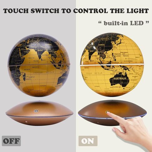 Floating Globe Lamp,6" World Geographic Globes Gold Magnetic Floating Levitating Globe Home Office Desk Decor Creative Birthday Gifts in Saudi Arabia