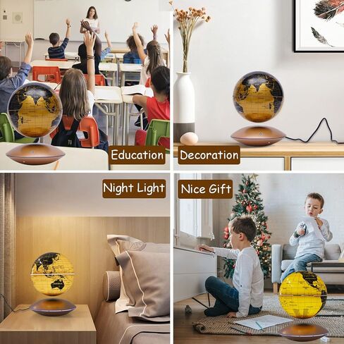 Floating Globe Lamp,6" World Geographic Globes Gold Magnetic Floating Levitating Globe Home Office Desk Decor Creative Birthday Gifts in Saudi Arabia