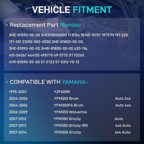 18757N استبدال محرك البدء لياماها ATV Yfm350 Yfm35 Yfm 350 Bruin Grizzly 350 2004-2015 Woverine 350 2006-2009 Yamaha Bruin 350 YZF600R FZR600R 3HE-81890-00-00 3HE818900000 in Kuwait