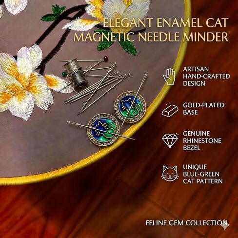 2Pack Magnetic Needle Minder for Embroidery, Cute Enamel Cat Needle Minder Magnet for Cross Stitch & Needlepoint, Strong Magnetic Needle Holder for Sewing Projects in Saudi Arabia