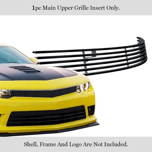 APS Compatible with Chevy Camaro 2014-2015 SS LS LT with RS Package Main Upper Stainless Steel SS Black Billet Front Grill Grille Insert S18-H59956C in Kuwait