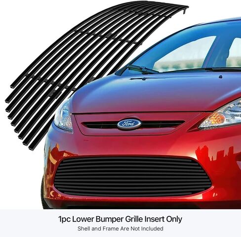 APS Premium Stainless Steel Black 8x6 Horizontal Billet Grille Grill Insert Compatible with Ford Fiesta 2011 2012 2013 SE SEL Hatch Back & 13 Titanium Lower Bumper N19-J28866F in Kuwait